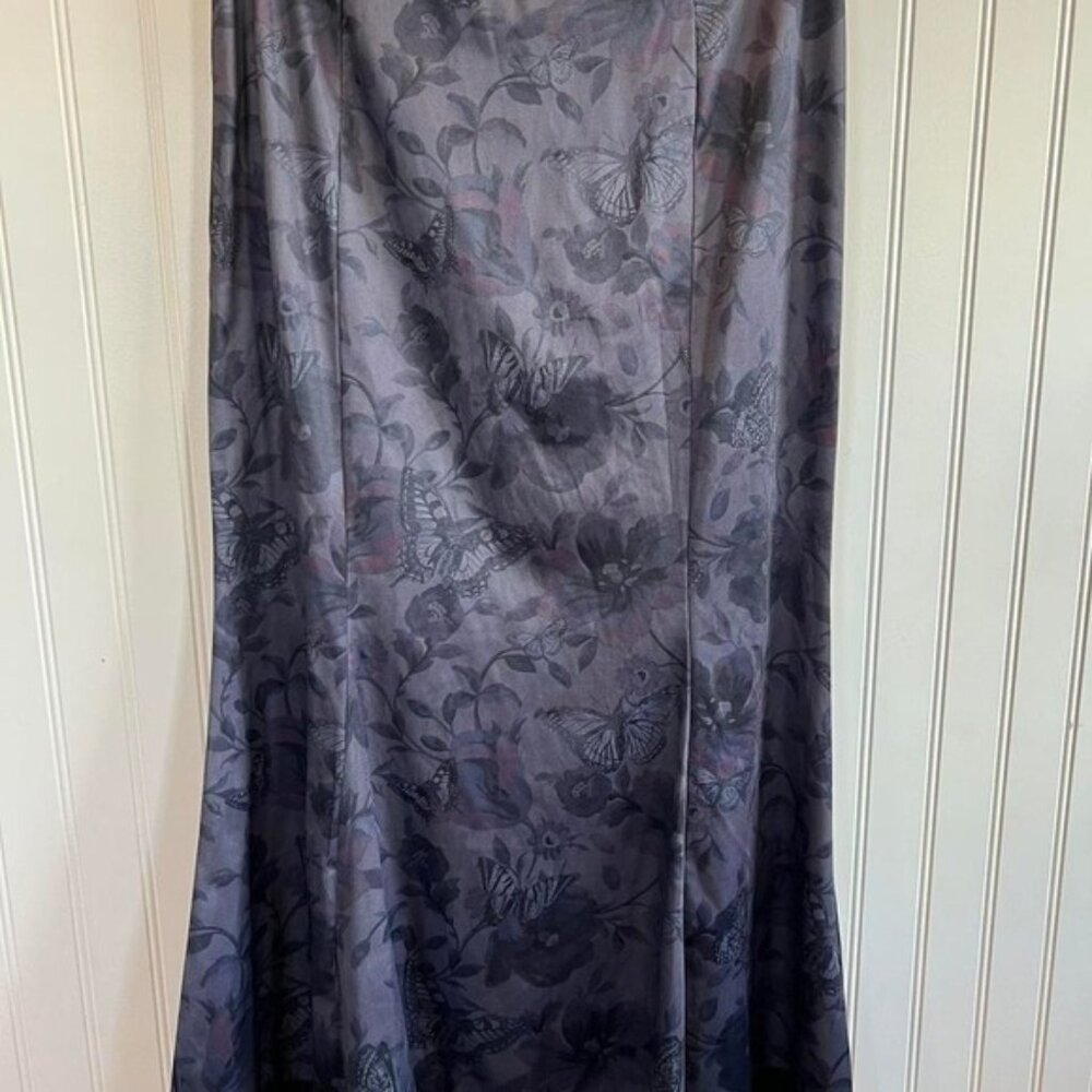 Grey and black Maxi skirt butterfly whimsy goth fairy grunge women 6